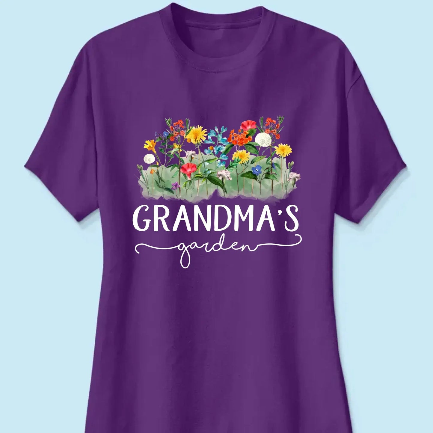 Grandma’s Garden Birth Flower Shirt – Personalized T-Shirt – Custom Family Gift for Grandma from Kids or Grandkids Ezcustomize