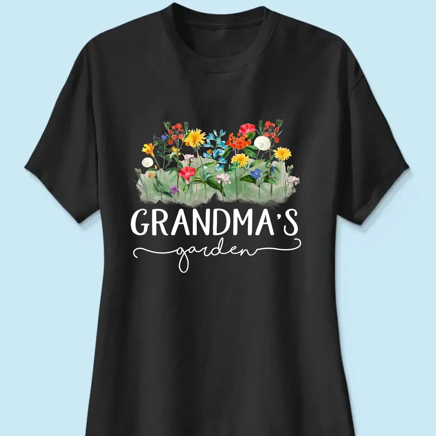 Grandma’s Garden Birth Flower Shirt – Personalized T-Shirt – Custom Family Gift for Grandma from Kids or Grandkids Ezcustomize