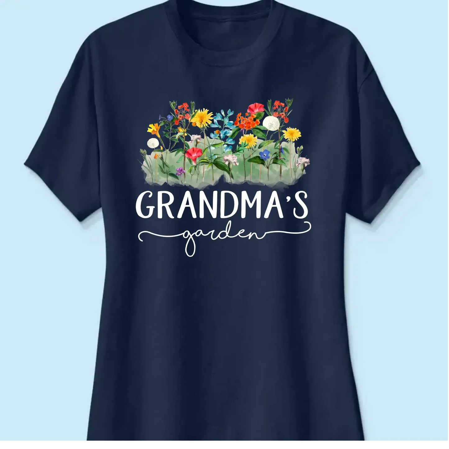 Grandma’s Garden Birth Flower Shirt – Personalized T-Shirt – Custom Family Gift for Grandma from Kids or Grandkids Ezcustomize
