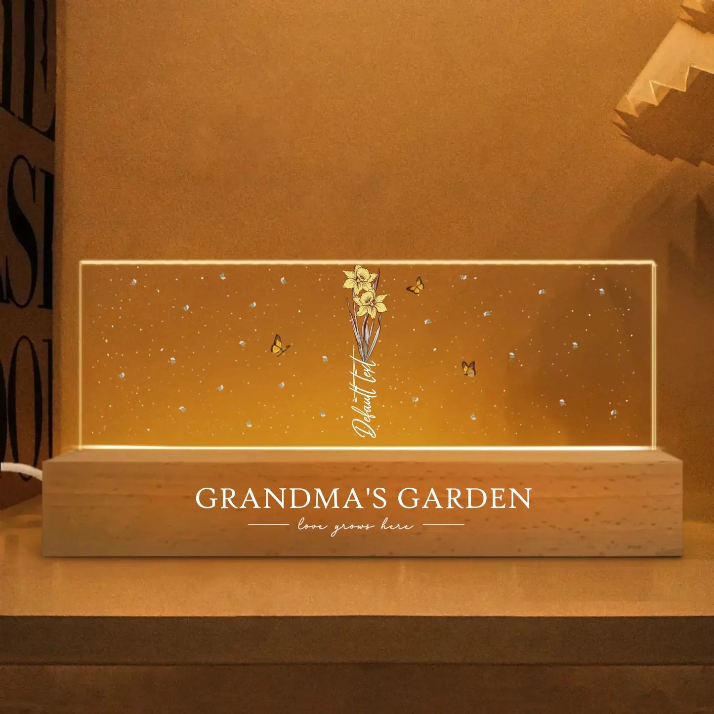 Grandma‘s Garden Birth Month Flowers Personalized Acrylic Block LED Night Light, Christmas Gift For Grandma, Mom, Auntie, Sister Ezcustomize