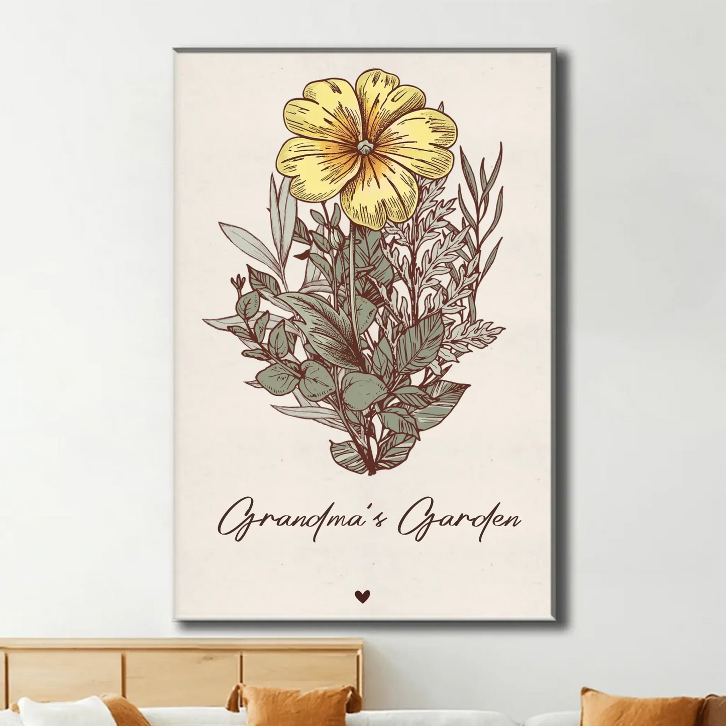 Grandma’s Garden with Birth Flowers – Personalized Poster/Canvas – Custom Family Name Gift for Grandma & Mother’s Day Ezcustomize