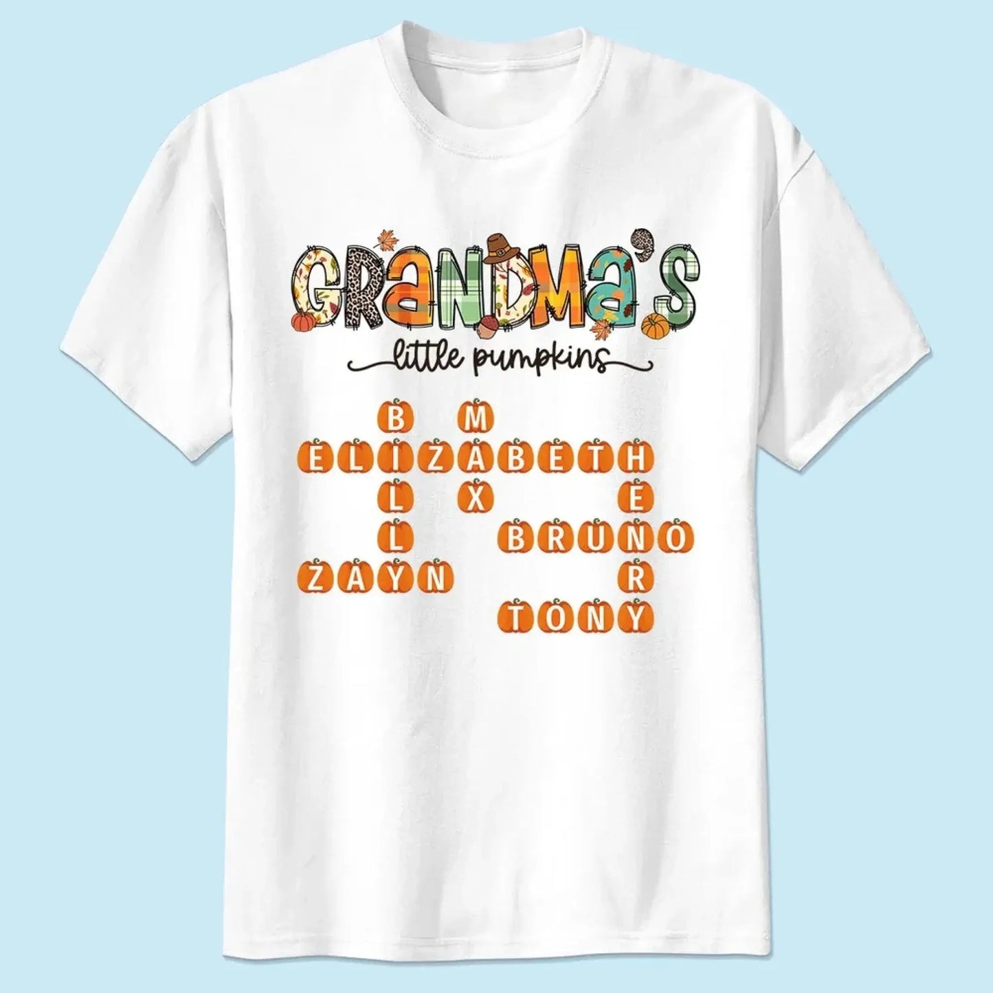 Grandma’s Little Pumpkins Fall Design – Personalized Shirt for Autumn – Cute Seasonal Gift for Grandma, Nana, Mimi or Mom Ezcustomize