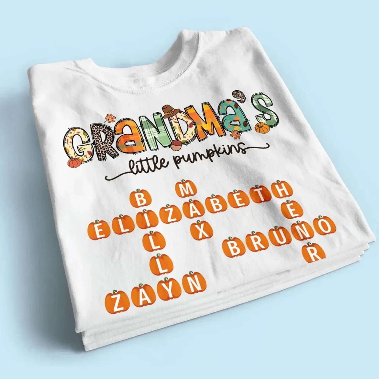 Grandma’s Little Pumpkins Fall Design – Personalized Shirt for Autumn – Cute Seasonal Gift for Grandma, Nana, Mimi or Mom Ezcustomize
