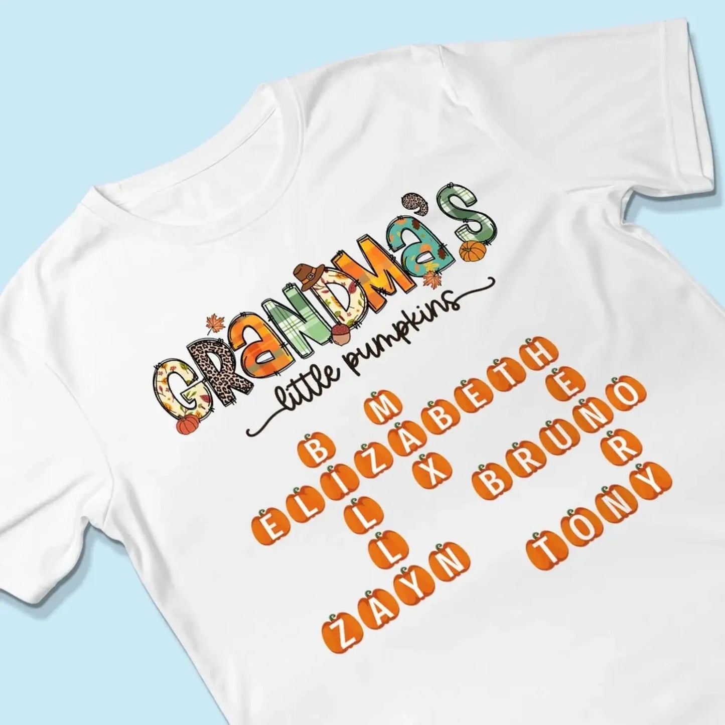 Grandma’s Little Pumpkins Fall Design – Personalized Shirt for Autumn – Cute Seasonal Gift for Grandma, Nana, Mimi or Mom Ezcustomize