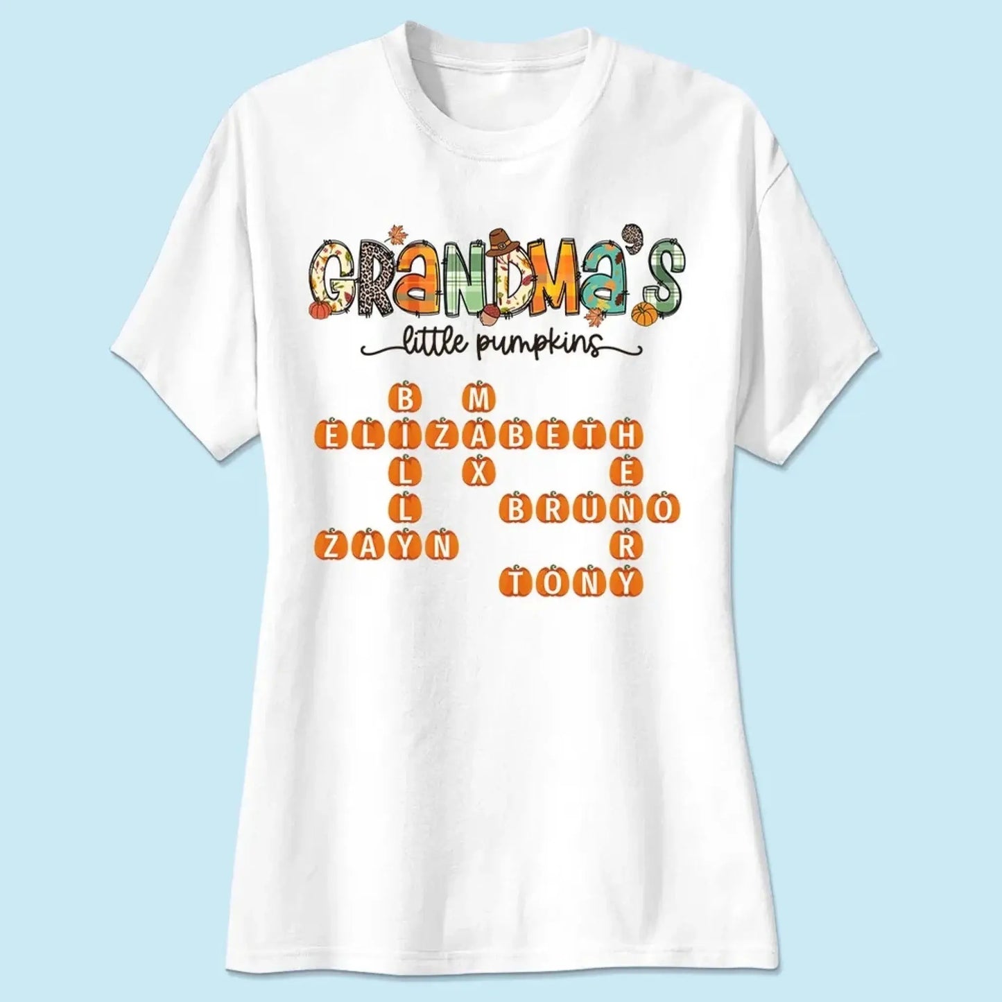 Grandma’s Little Pumpkins Fall Design – Personalized Shirt for Autumn – Cute Seasonal Gift for Grandma, Nana, Mimi or Mom Ezcustomize