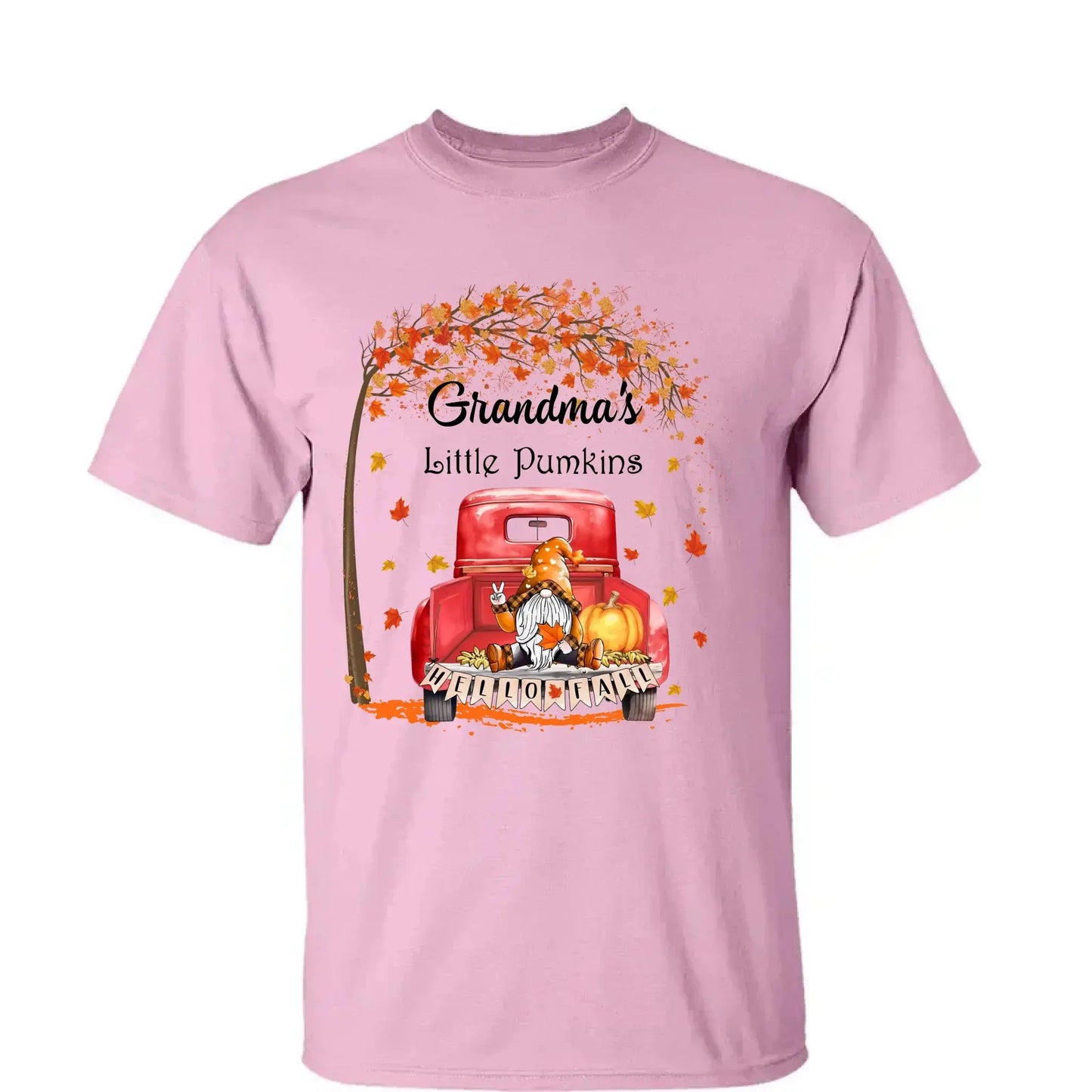 Grandma’s Little Pumpkins Shirt – Personalized Fall Gift with Kids’ Names – Custom Thanksgiving T-Shirt for Grandma Ezcustomize
