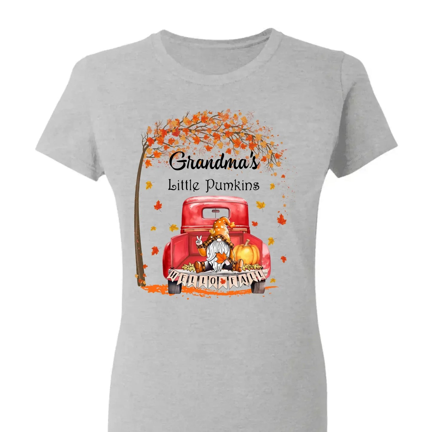 Grandma’s Little Pumpkins Shirt – Personalized Fall Gift with Kids’ Names – Custom Thanksgiving T-Shirt for Grandma Ezcustomize