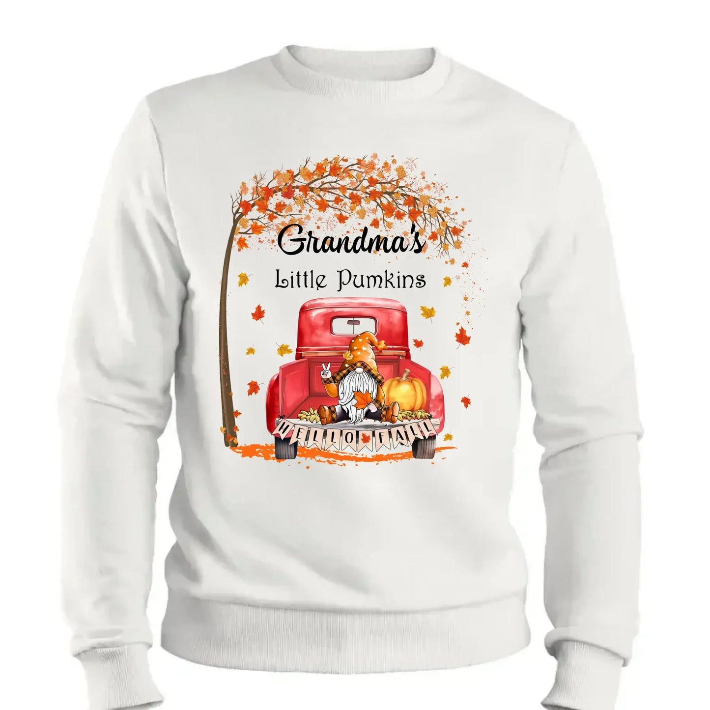 Grandma’s Little Pumpkins Shirt – Personalized Fall Gift with Kids’ Names – Custom Thanksgiving T-Shirt for Grandma Ezcustomize