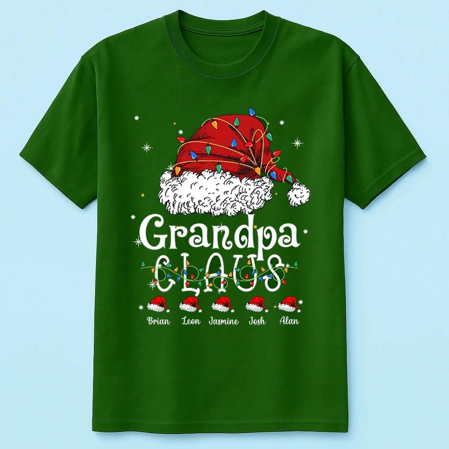 Grandpa Claus Shirt – Personalized Christmas T-Shirt with Kids’ Names – Custom Funny Holiday Gift for Grandpa, Granddad, or Pop Pop Ezcustomize