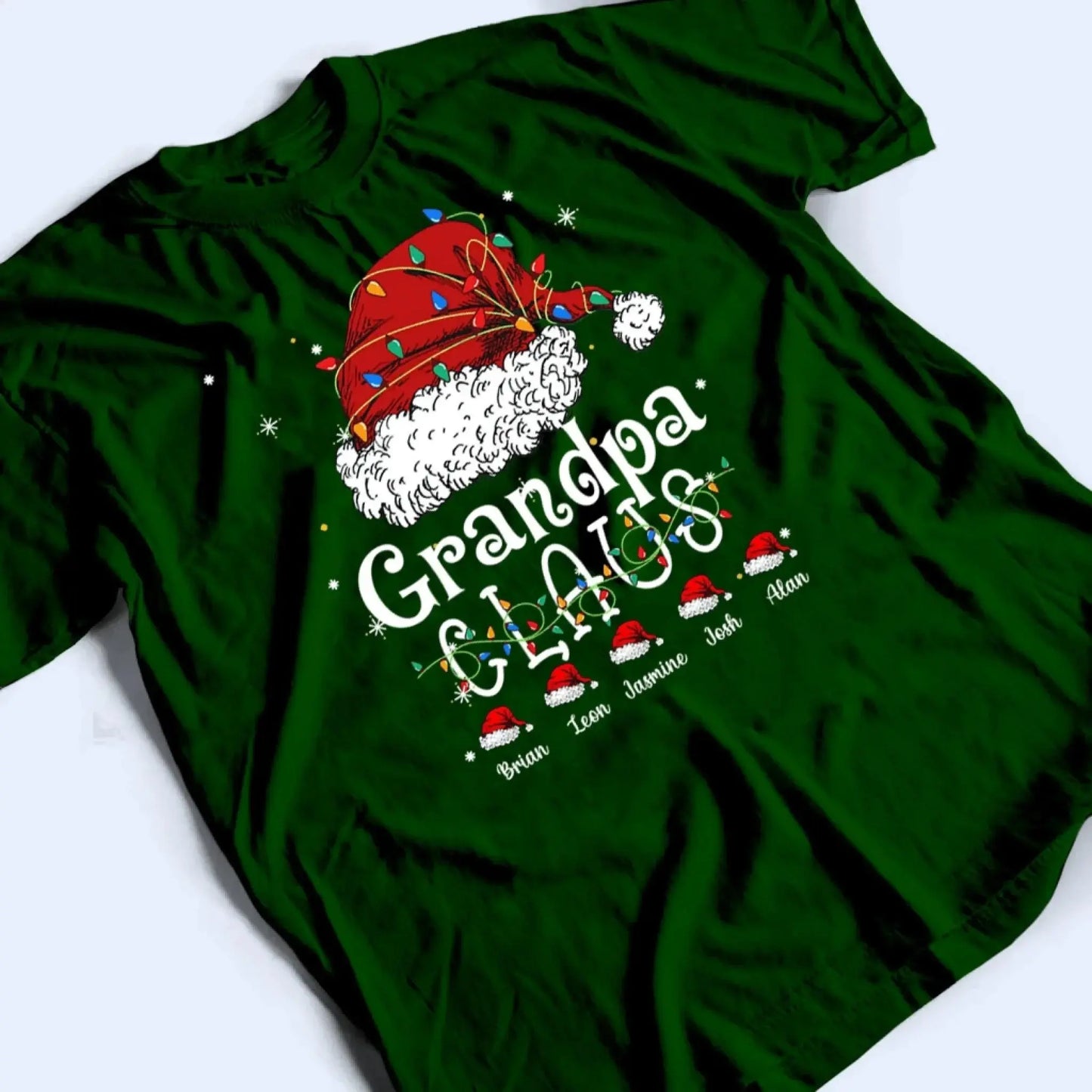 Grandpa Claus Shirt – Personalized Christmas T-Shirt with Kids’ Names – Custom Funny Holiday Gift for Grandpa, Granddad, or Pop Pop Ezcustomize