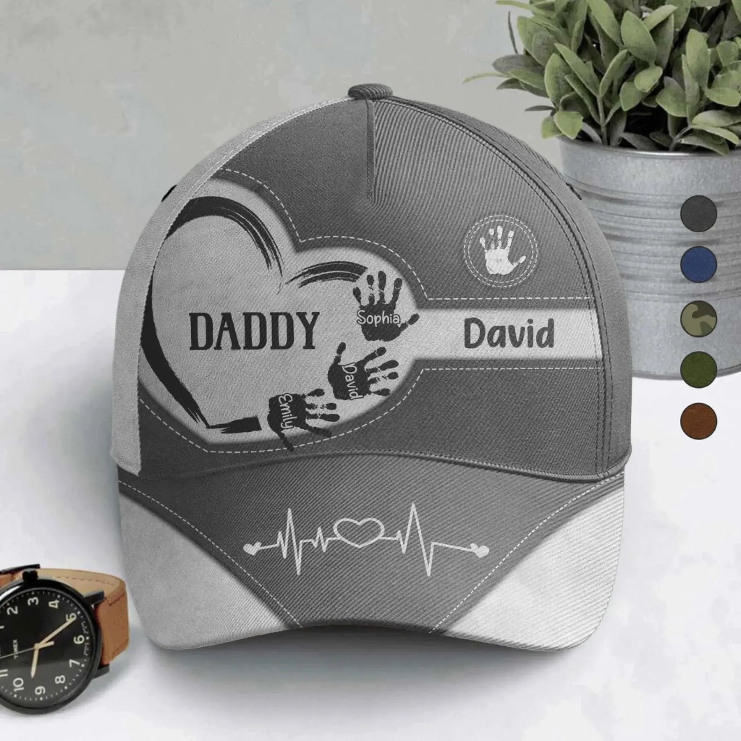 Grandpa Dad Kids Handprints – Personalized Classic Cap – Custom Gift for Fathers, Grandpas, and Proud Family Men Ezcustomize