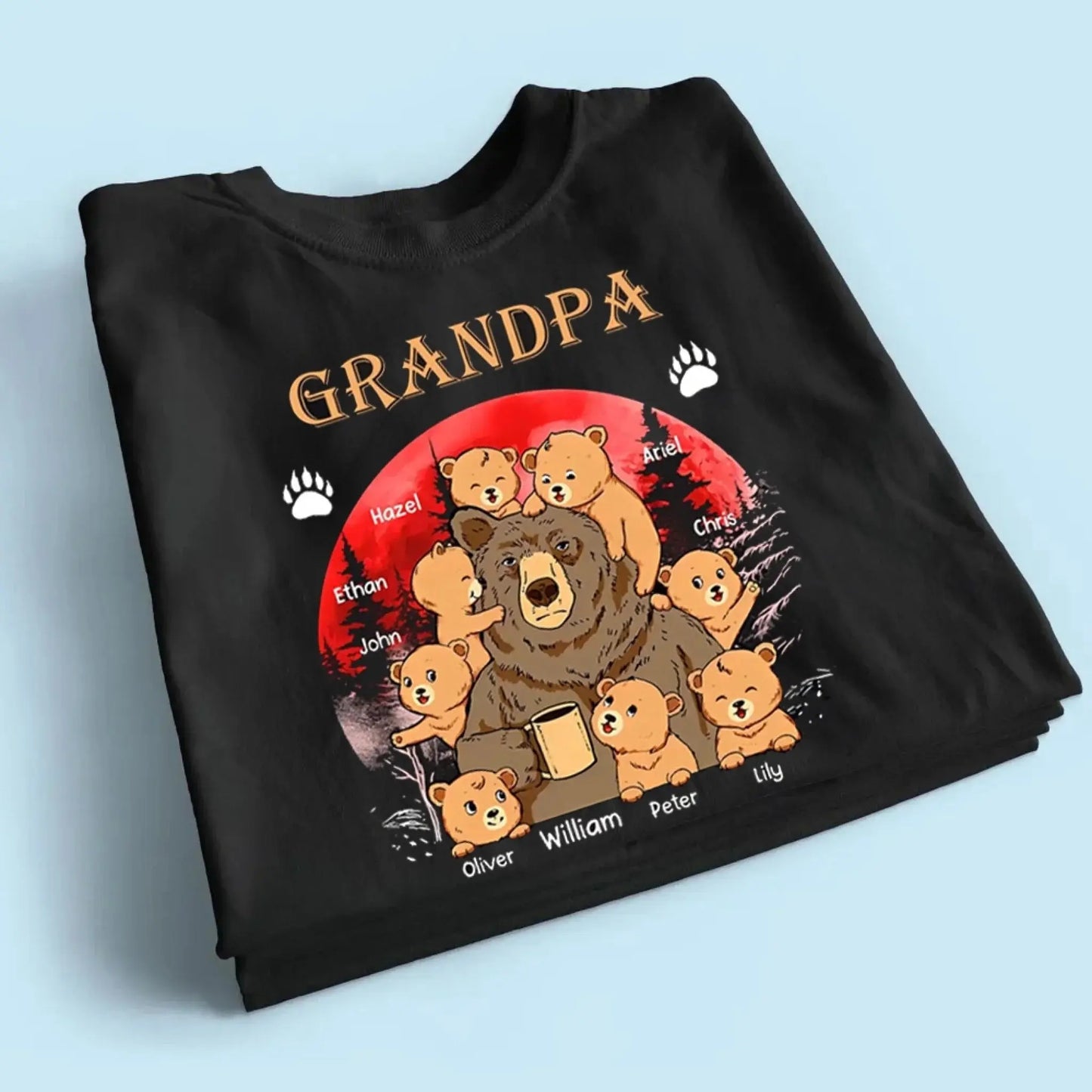 Grandpa Like a Dad Only Cooler Shirt – Personalized Cool Bear T-shirt with Grandkids’ Names, Funny Gift for Papa, Dad, Grandpa Ezcustomize