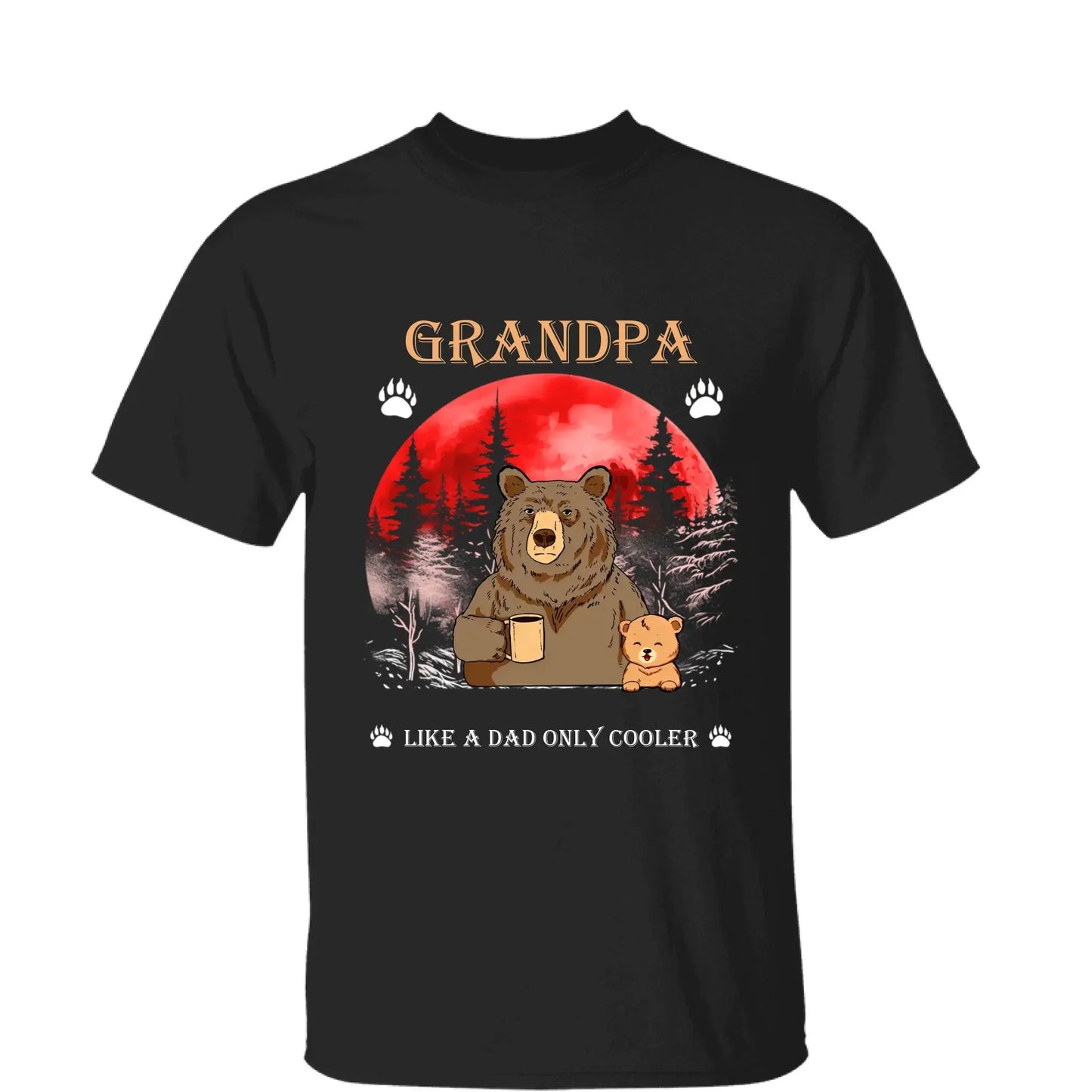 Grandpa Like a Dad Only Cooler Shirt – Personalized Cool Bear T-shirt with Grandkids’ Names, Funny Gift for Papa, Dad, Grandpa Ezcustomize