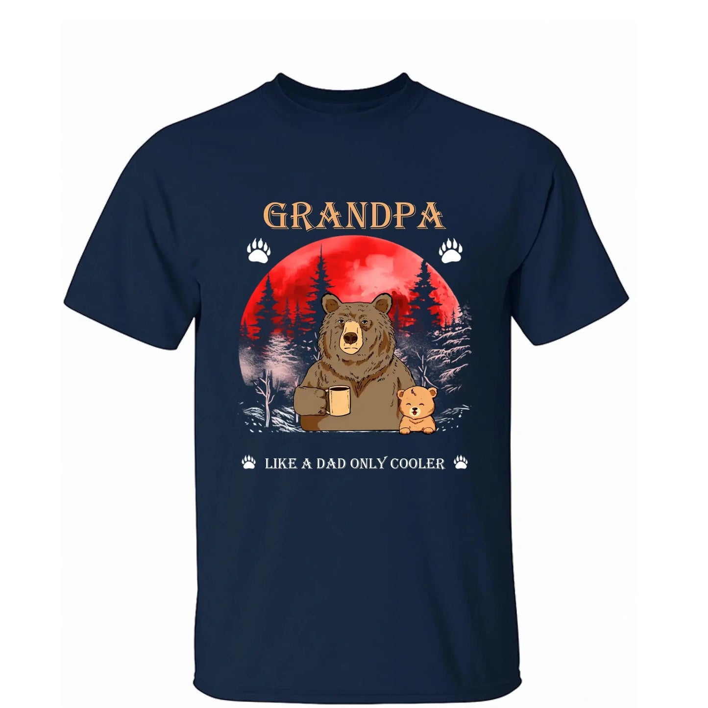 Grandpa Like a Dad Only Cooler Shirt – Personalized Cool Bear T-shirt with Grandkids’ Names, Funny Gift for Papa, Dad, Grandpa Ezcustomize
