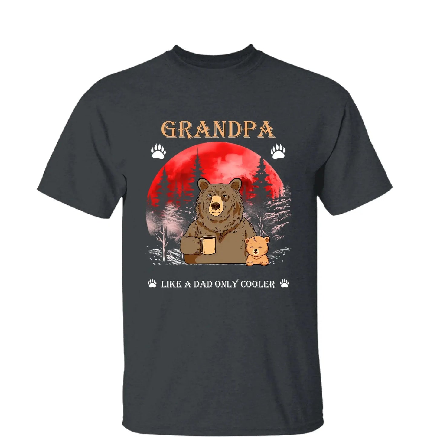 Grandpa Like a Dad Only Cooler Shirt – Personalized Cool Bear T-shirt with Grandkids’ Names, Funny Gift for Papa, Dad, Grandpa Ezcustomize
