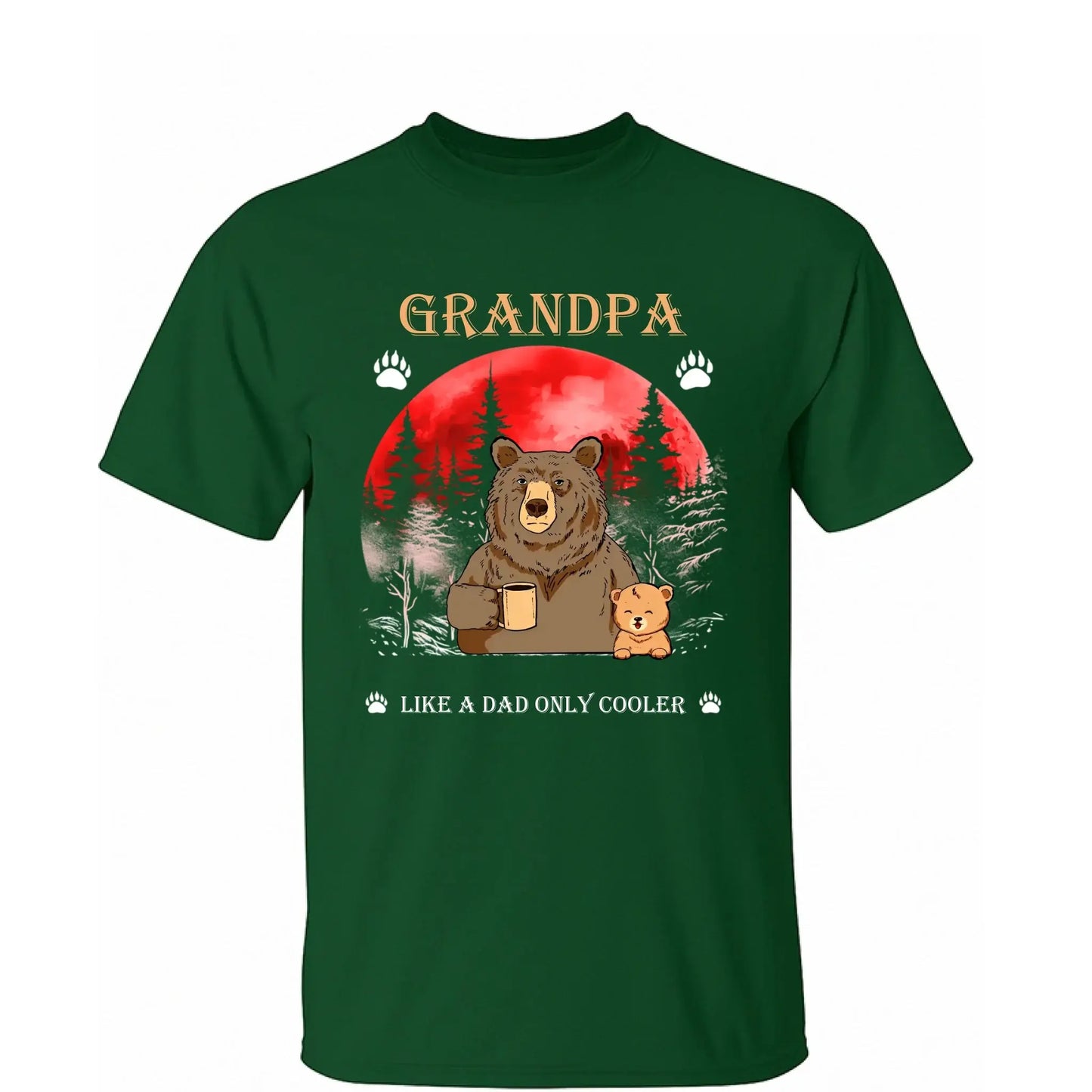 Grandpa Like a Dad Only Cooler Shirt – Personalized Cool Bear T-shirt with Grandkids’ Names, Funny Gift for Papa, Dad, Grandpa Ezcustomize