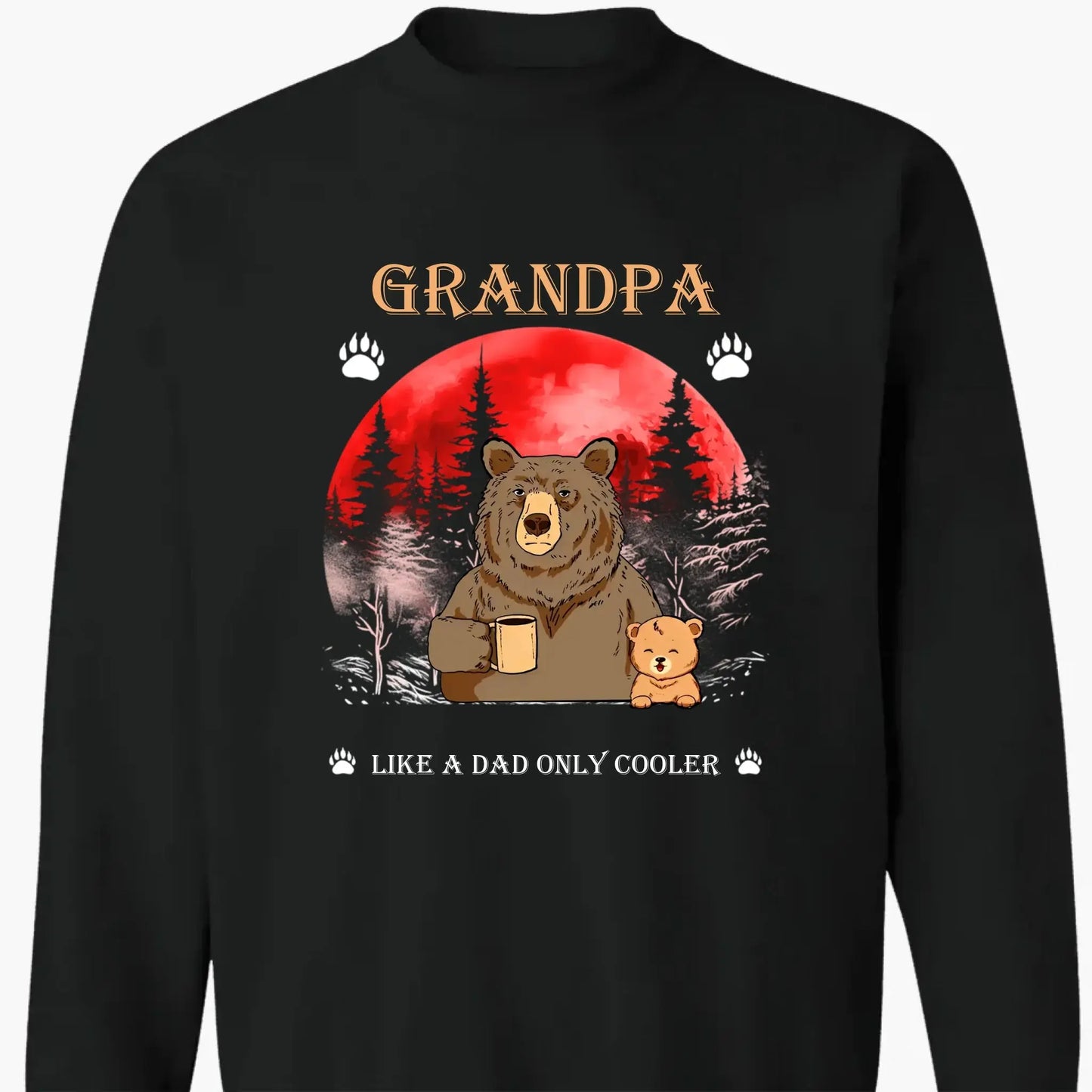 Grandpa Like a Dad Only Cooler Shirt – Personalized Cool Bear T-shirt with Grandkids’ Names, Funny Gift for Papa, Dad, Grandpa Ezcustomize