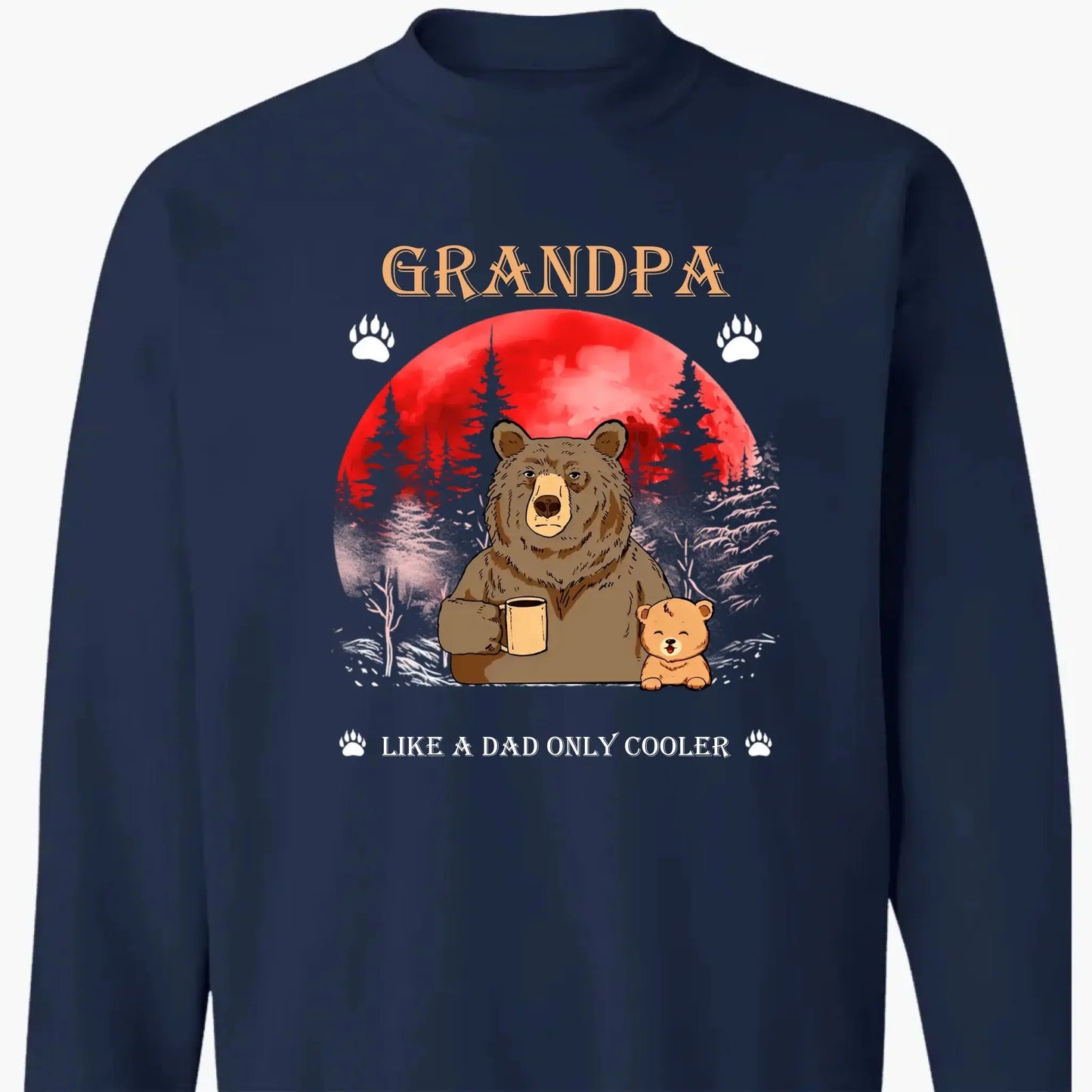 Grandpa Like a Dad Only Cooler Shirt – Personalized Cool Bear T-shirt with Grandkids’ Names, Funny Gift for Papa, Dad, Grandpa Ezcustomize