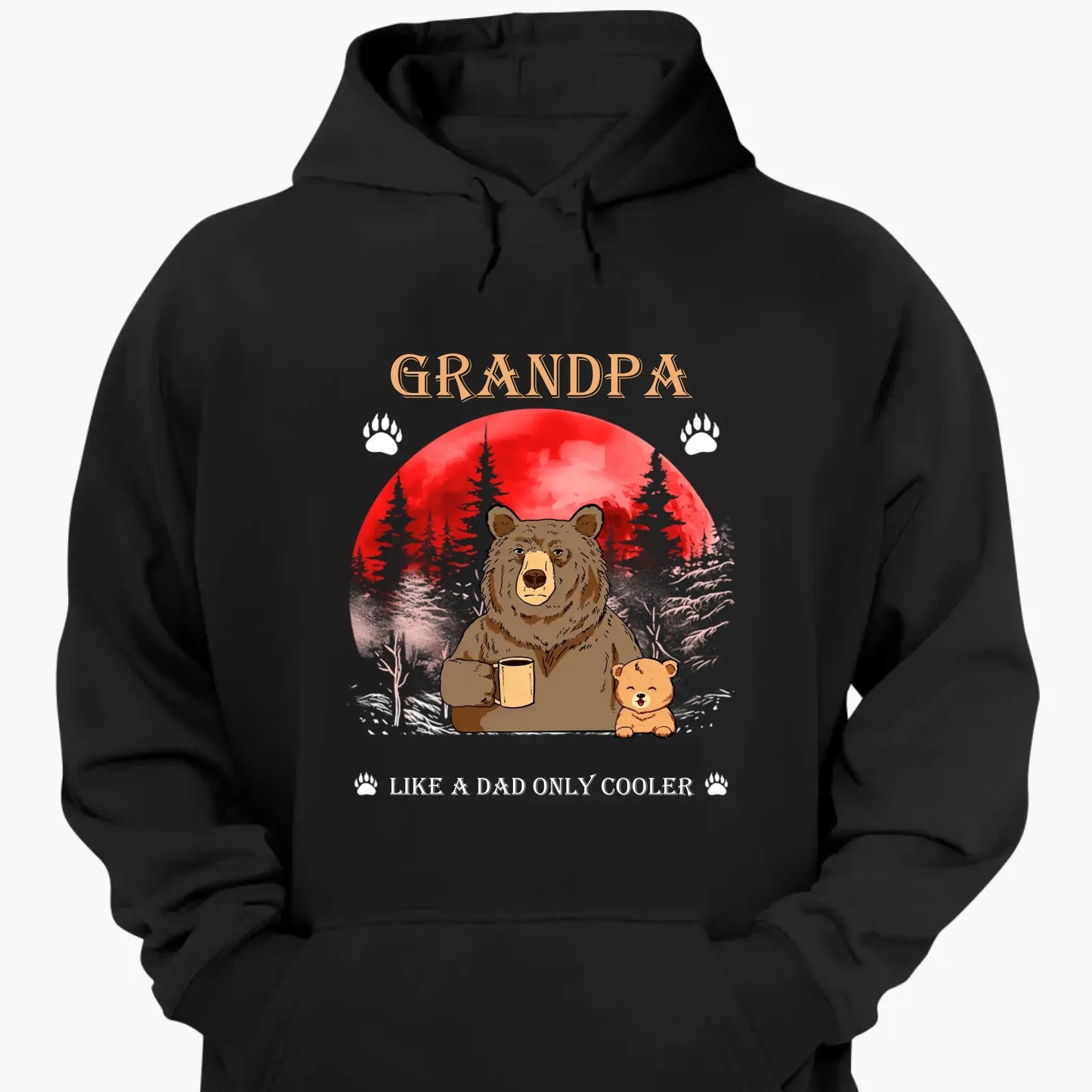 Grandpa Like a Dad Only Cooler Shirt – Personalized Cool Bear T-shirt with Grandkids’ Names, Funny Gift for Papa, Dad, Grandpa Ezcustomize