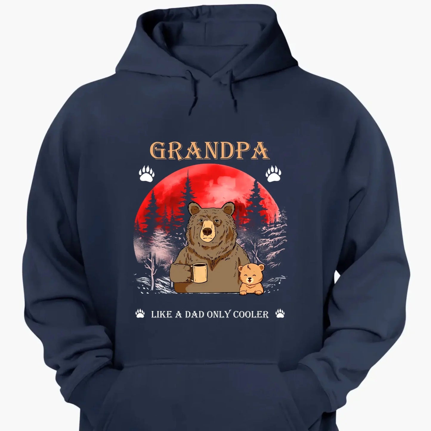 Grandpa Like a Dad Only Cooler Shirt – Personalized Cool Bear T-shirt with Grandkids’ Names, Funny Gift for Papa, Dad, Grandpa Ezcustomize