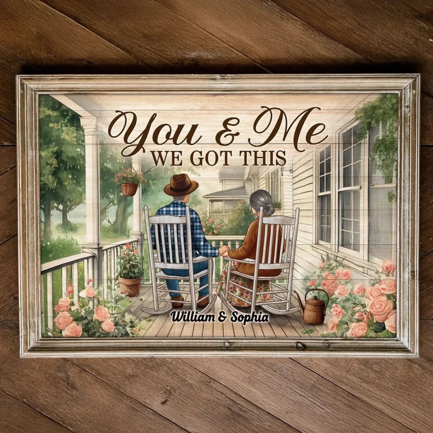 Growing Old Together Porch Poster – Personalized Couple Canvas with Names & Year, Anniversary Gift for Husband or Wife Ezcustomize