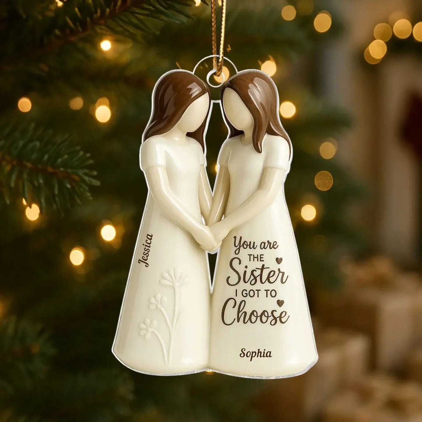 Hand-in-Hand Sisters Design – Personalized Acrylic Ornament with “You Are the Sister I Got to Choose” – Heartfelt Gift for Best Friends Ezcustomize