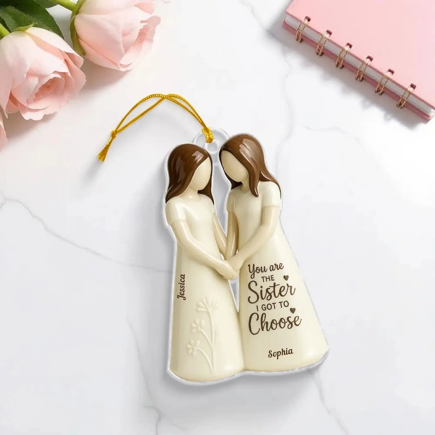 Hand-in-Hand Sisters Design – Personalized Acrylic Ornament with “You Are the Sister I Got to Choose” – Heartfelt Gift for Best Friends Ezcustomize