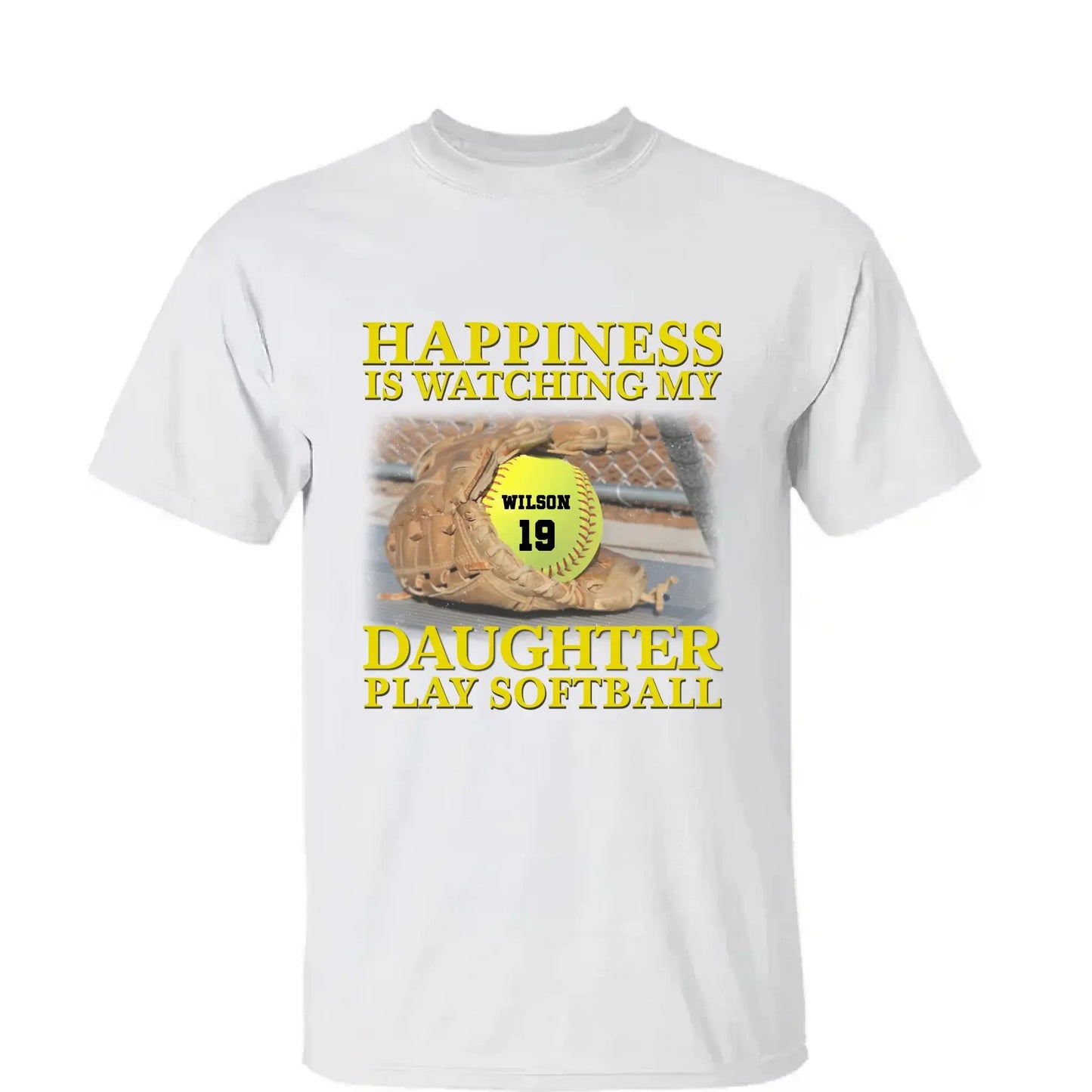 Happiness Is Watching My Granddaughter Play Softball Softball Grandma - Personalized T-Shirt, Gift For Softball Mom/ Grandma Ezcustomize