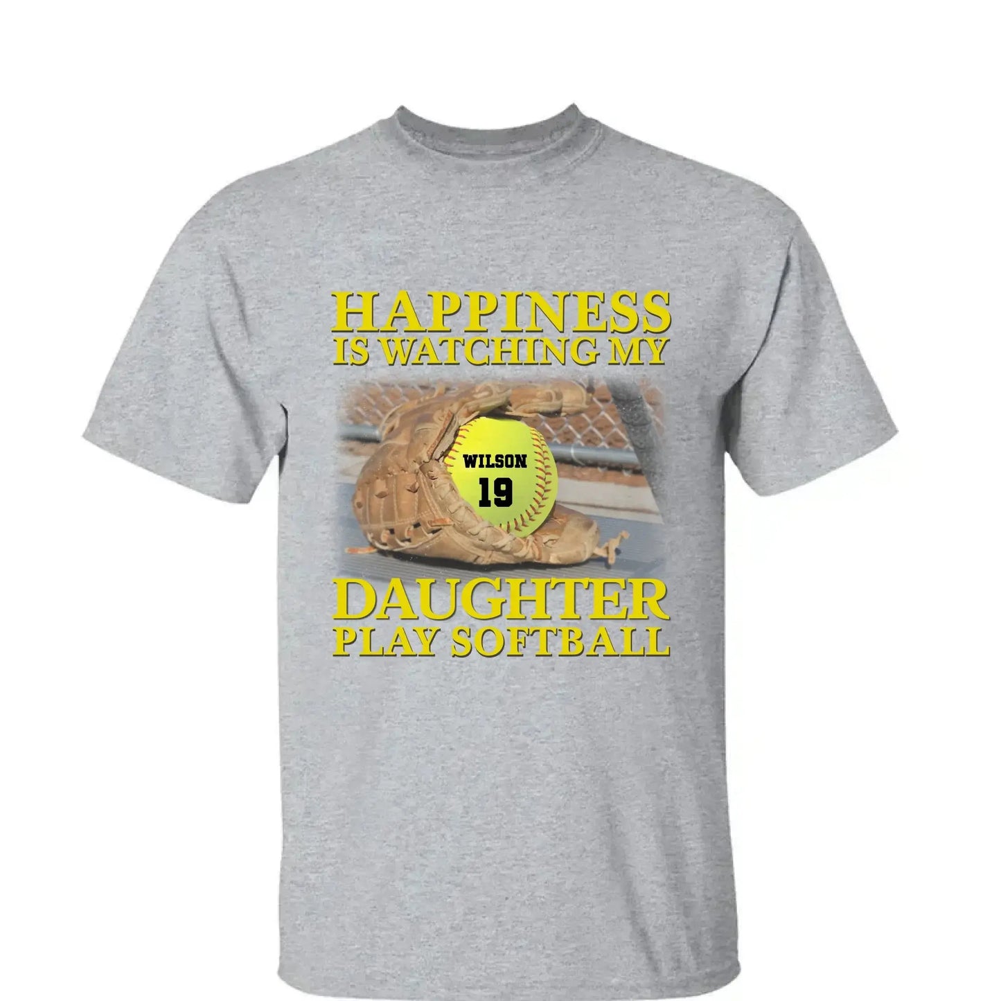 Happiness Is Watching My Granddaughter Play Softball Softball Grandma - Personalized T-Shirt, Gift For Softball Mom/ Grandma Ezcustomize