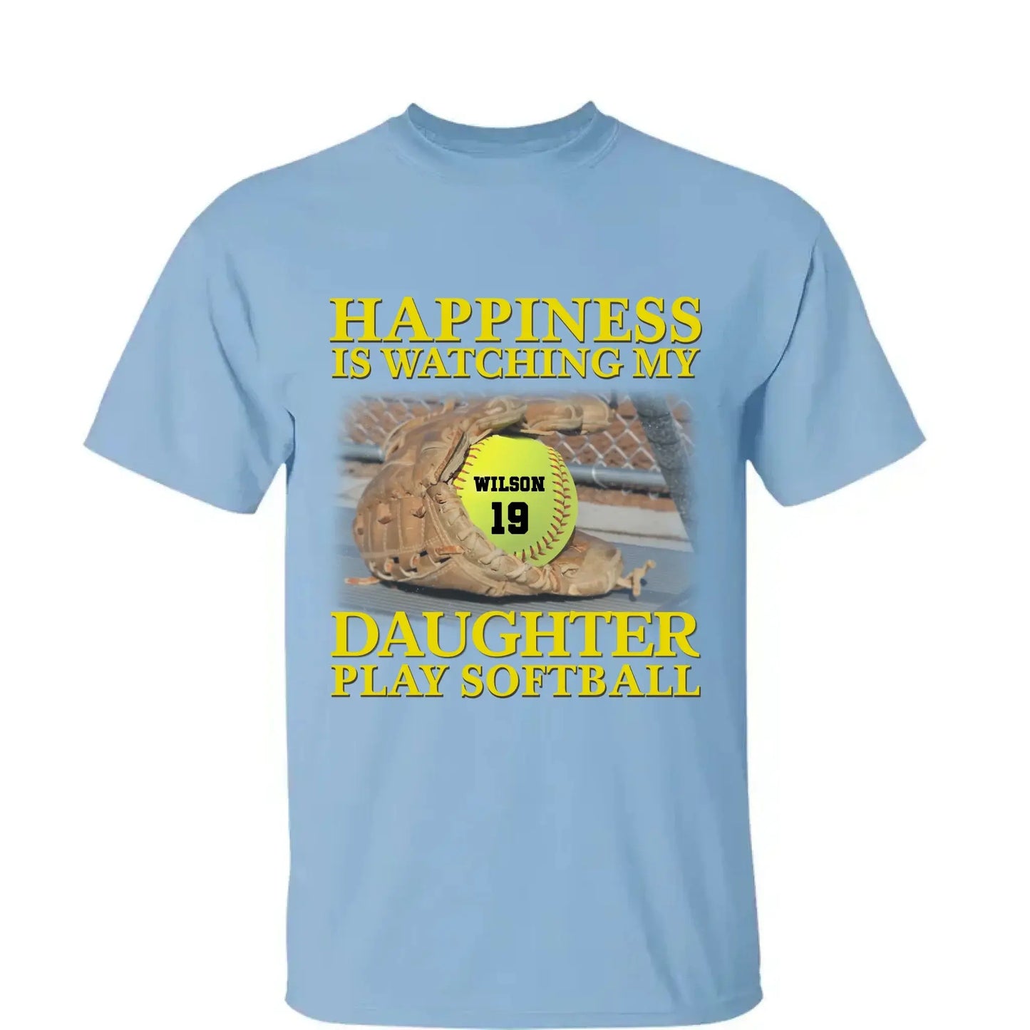 Happiness Is Watching My Granddaughter Play Softball Softball Grandma - Personalized T-Shirt, Gift For Softball Mom/ Grandma Ezcustomize
