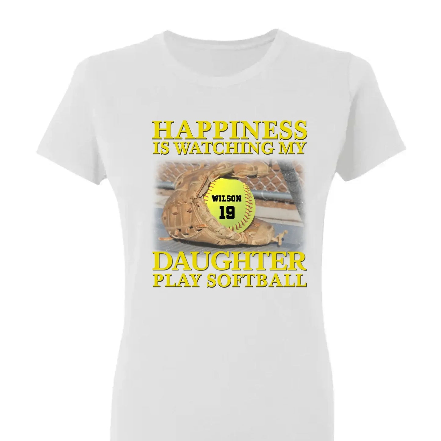 Happiness Is Watching My Granddaughter Play Softball Softball Grandma - Personalized T-Shirt, Gift For Softball Mom/ Grandma Ezcustomize