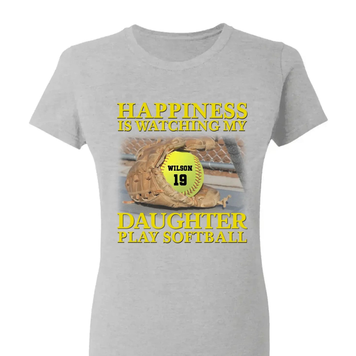 Happiness Is Watching My Granddaughter Play Softball Softball Grandma - Personalized T-Shirt, Gift For Softball Mom/ Grandma Ezcustomize