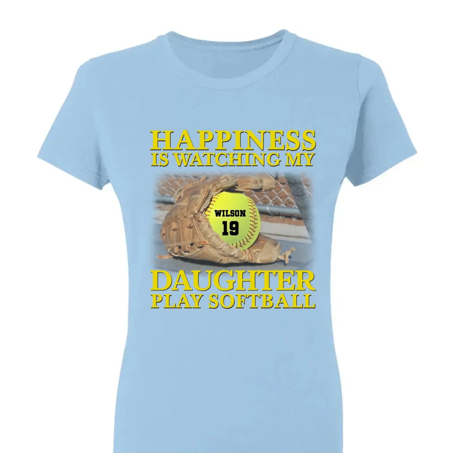 Happiness Is Watching My Granddaughter Play Softball Softball Grandma - Personalized T-Shirt, Gift For Softball Mom/ Grandma Ezcustomize