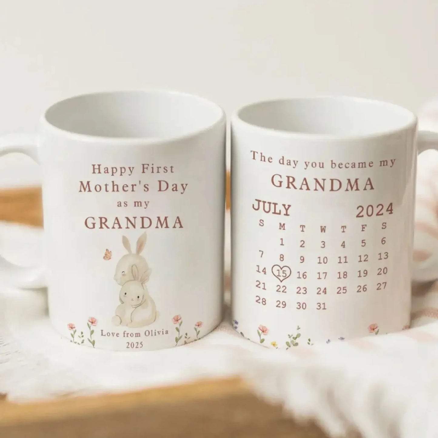 Happy 1st Mother’s Day Calendar Mug – Personalized Keepsake for Grandma, Nana, or Mommy – Custom Gift with Name & Date Ezcustomize