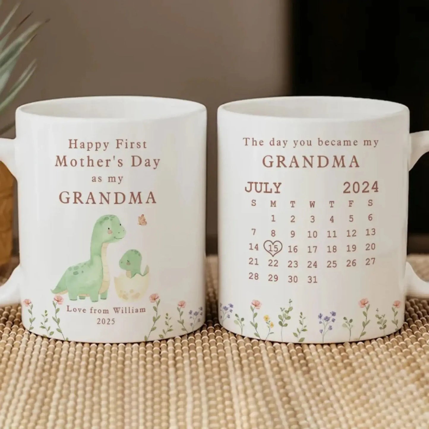 Happy 1st Mother’s Day Calendar Mug – Personalized Keepsake for Grandma, Nana, or Mommy – Custom Gift with Name & Date Ezcustomize
