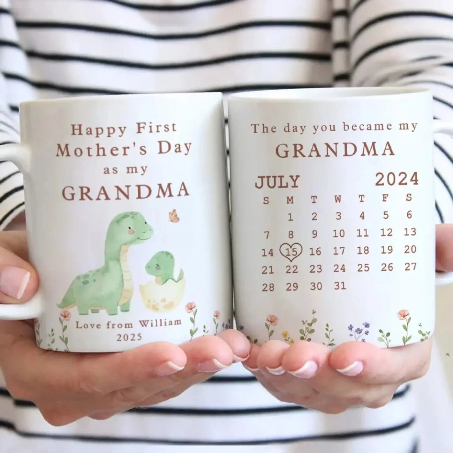 Happy 1st Mother’s Day Calendar Mug – Personalized Keepsake for Grandma, Nana, or Mommy – Custom Gift with Name & Date Ezcustomize