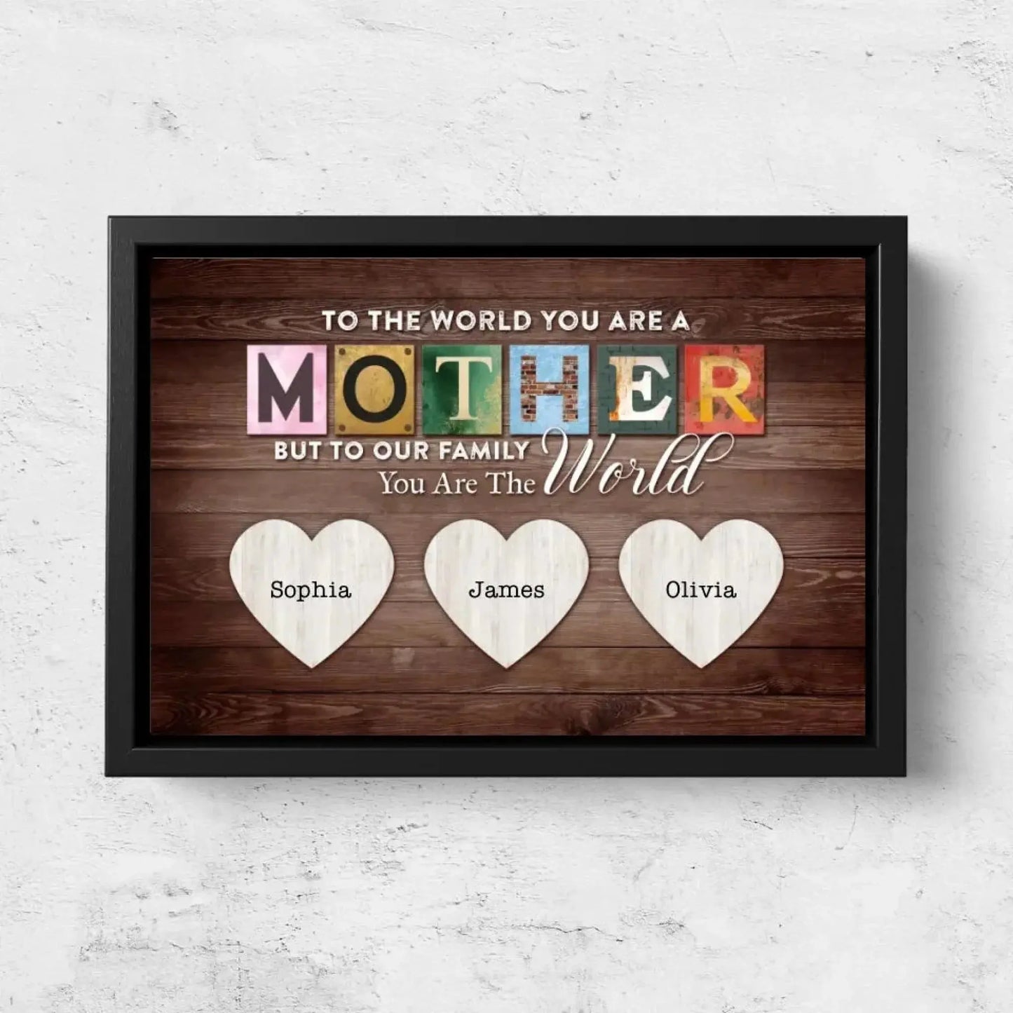 Happy Mother’s Day Wall Art – Personalized Poster/Canvas – Custom Gift for Mom, You Are the World to Us Ezcustomize