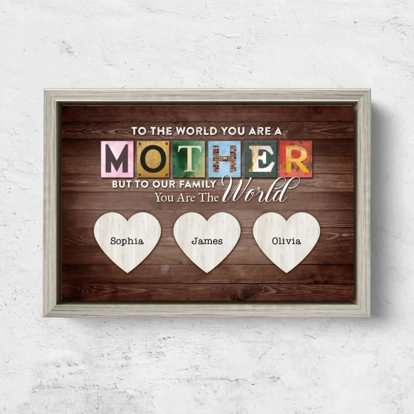 Happy Mother’s Day Wall Art – Personalized Poster/Canvas – Custom Gift for Mom, You Are the World to Us Ezcustomize