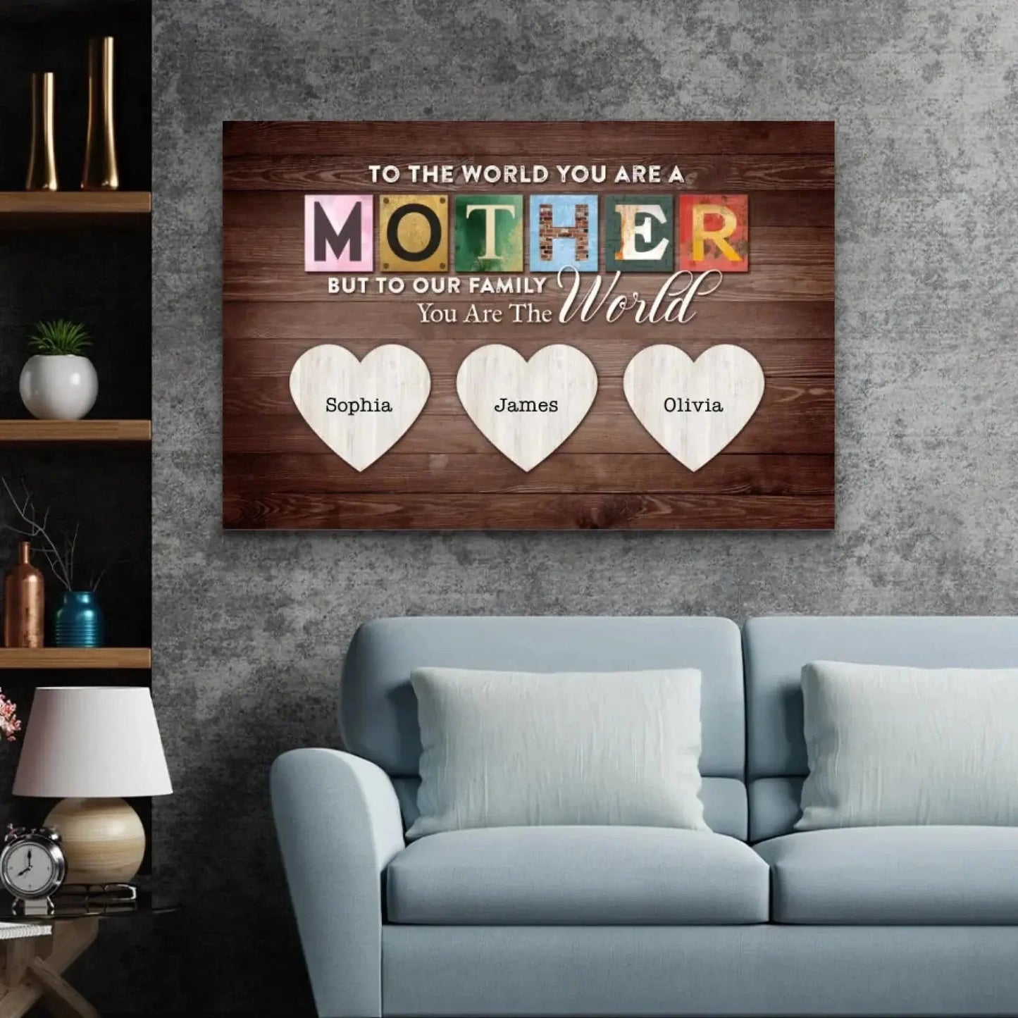 Happy Mother’s Day Wall Art – Personalized Poster/Canvas – Custom Gift for Mom, You Are the World to Us Ezcustomize