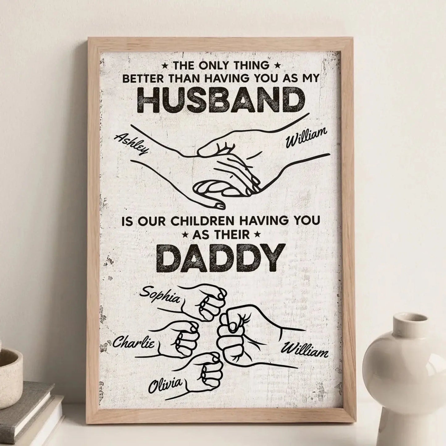 Having You as My Husband Fist Bump Outline Art – Personalized Poster/Canvas – Custom Romantic Gift for Husband or Anniversary Ezcustomize