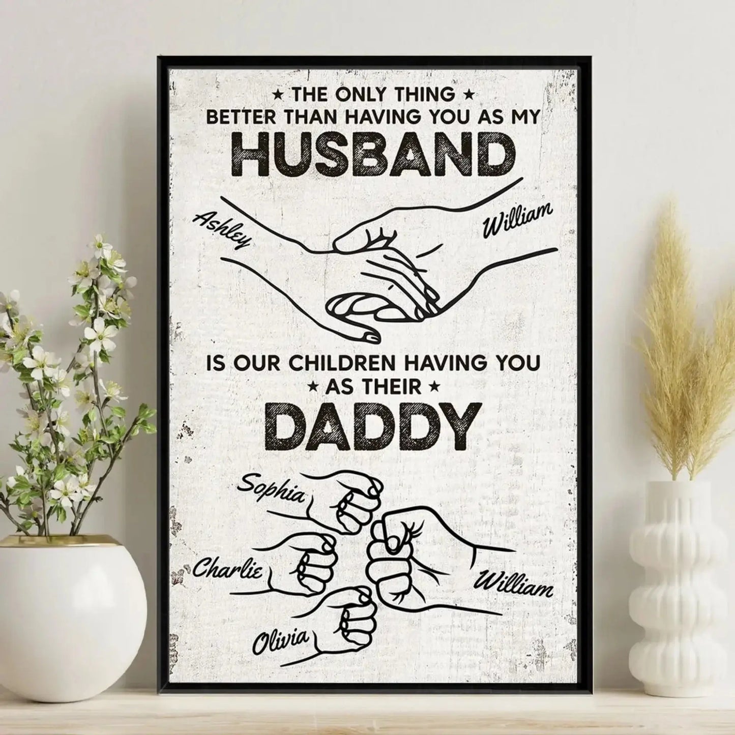 Having You as My Husband Fist Bump Outline Art – Personalized Poster/Canvas – Custom Romantic Gift for Husband or Anniversary Ezcustomize