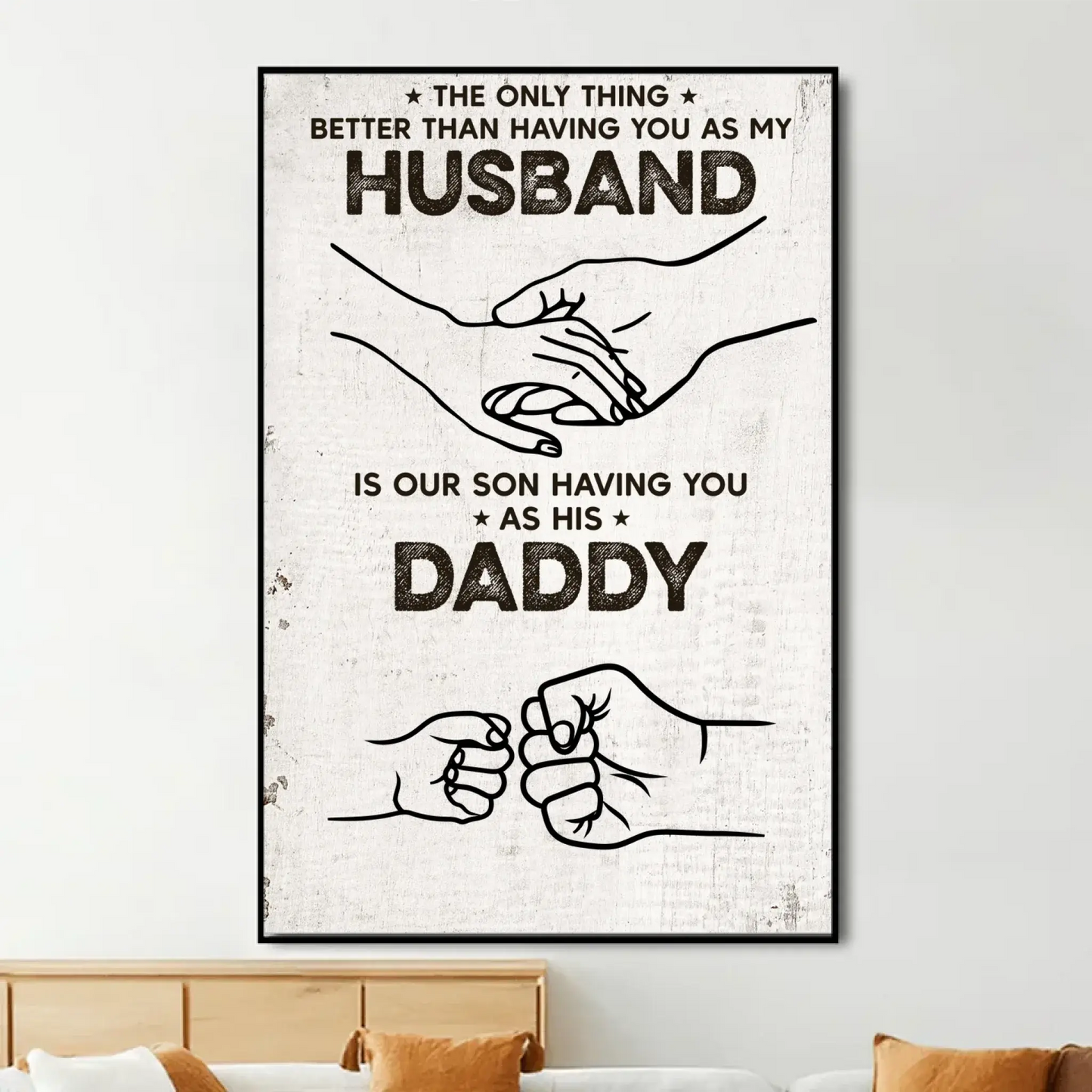Having You as My Husband Fist Bump Outline Art – Personalized Poster/Canvas – Custom Romantic Gift for Husband or Anniversary Ezcustomize