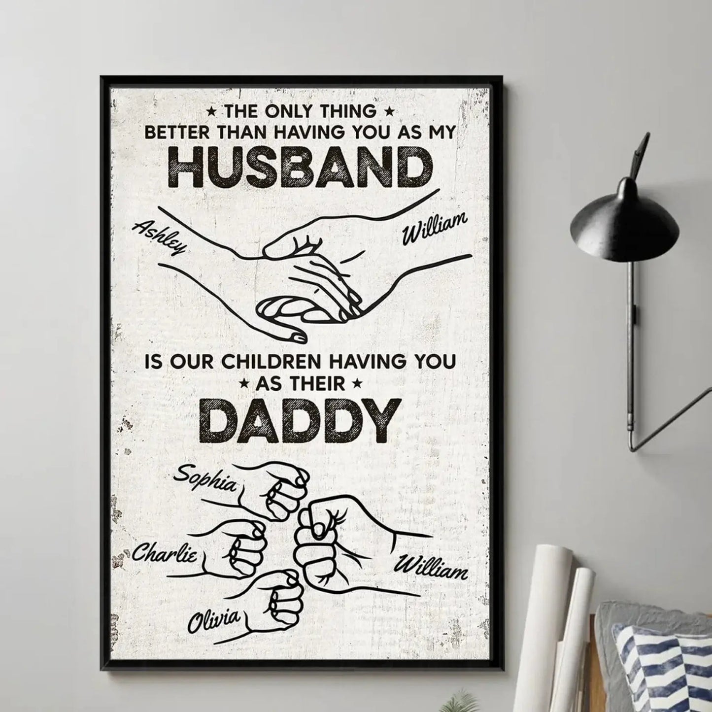 Having You as My Husband Fist Bump Outline Art – Personalized Poster/Canvas – Custom Romantic Gift for Husband or Anniversary Ezcustomize