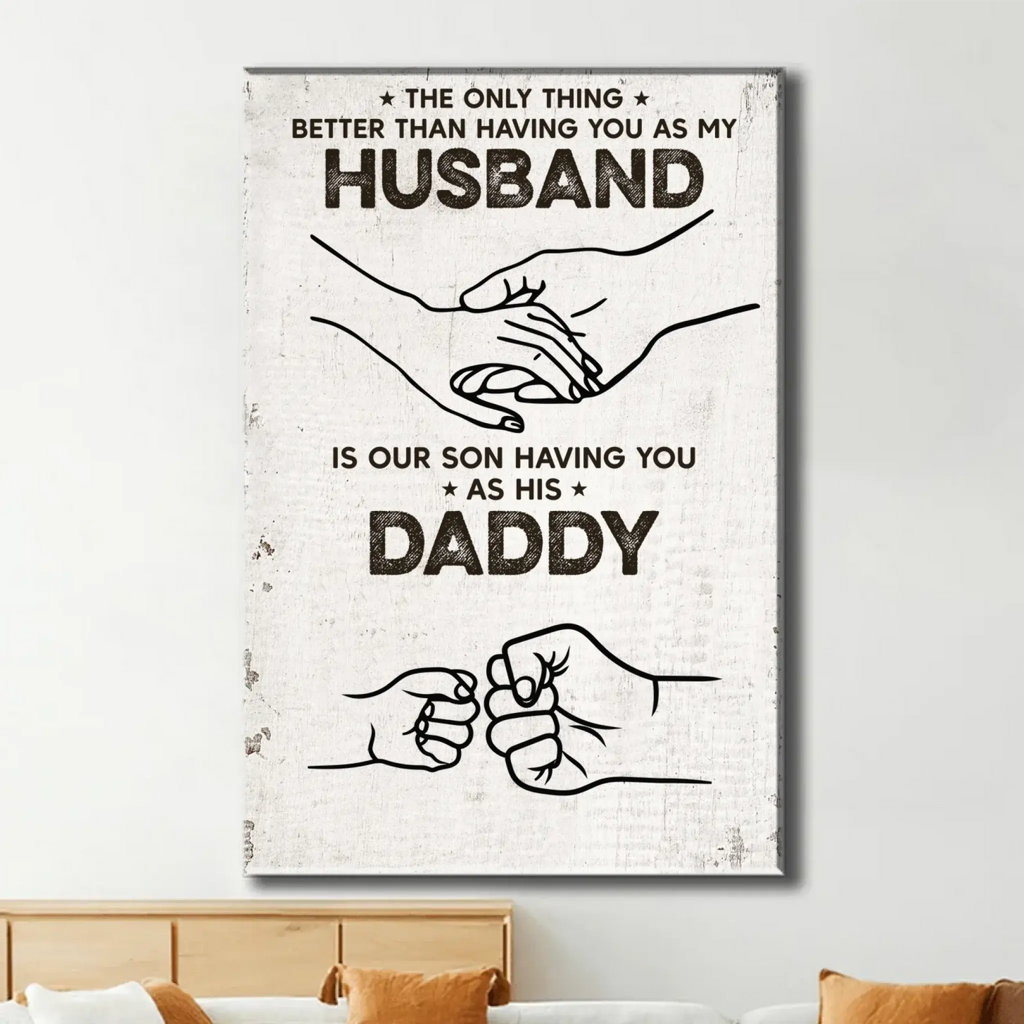 Having You as My Husband Fist Bump Outline Art – Personalized Poster/Canvas – Custom Romantic Gift for Husband or Anniversary Ezcustomize