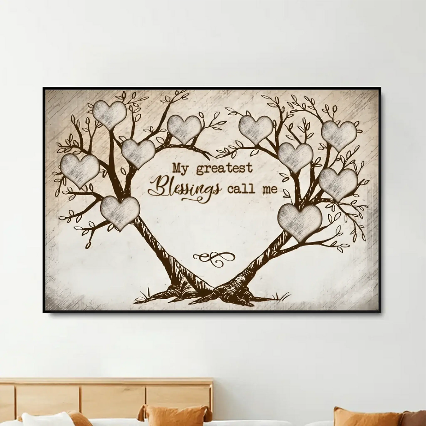 Heart-Shaped Tree Vintage Art – Personalized Poster/Canvas – Custom Gift for Grandma, Nana on Mother’s Day or Birthday Ezcustomize