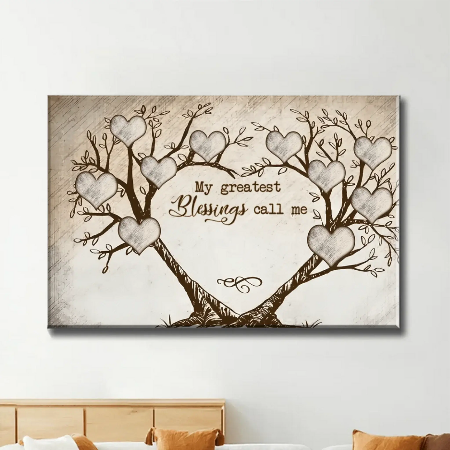 Heart-Shaped Tree Vintage Art – Personalized Poster/Canvas – Custom Gift for Grandma, Nana on Mother’s Day or Birthday Ezcustomize