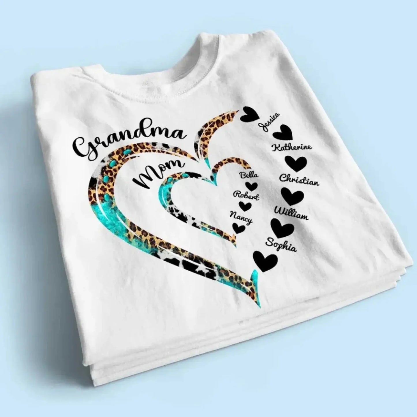Heart in Heart Mom & Grandma – Personalized Light Color Shirt, Custom Gift for Mothers & Grandmothers Ezcustomize