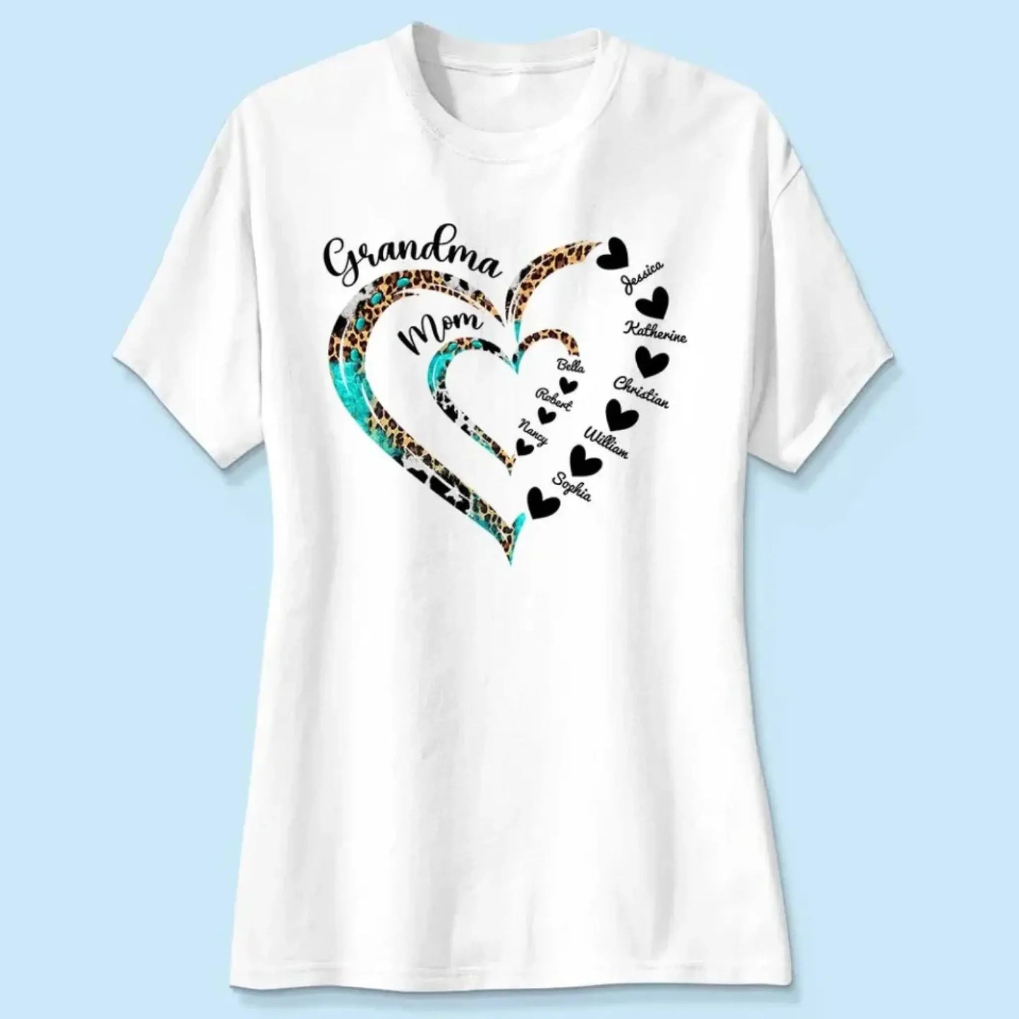 Heart in Heart Mom & Grandma – Personalized Light Color Shirt, Custom Gift for Mothers & Grandmothers Ezcustomize