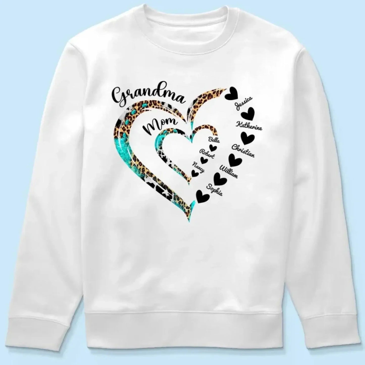 Heart in Heart Mom & Grandma – Personalized Light Color Shirt, Custom Gift for Mothers & Grandmothers Ezcustomize