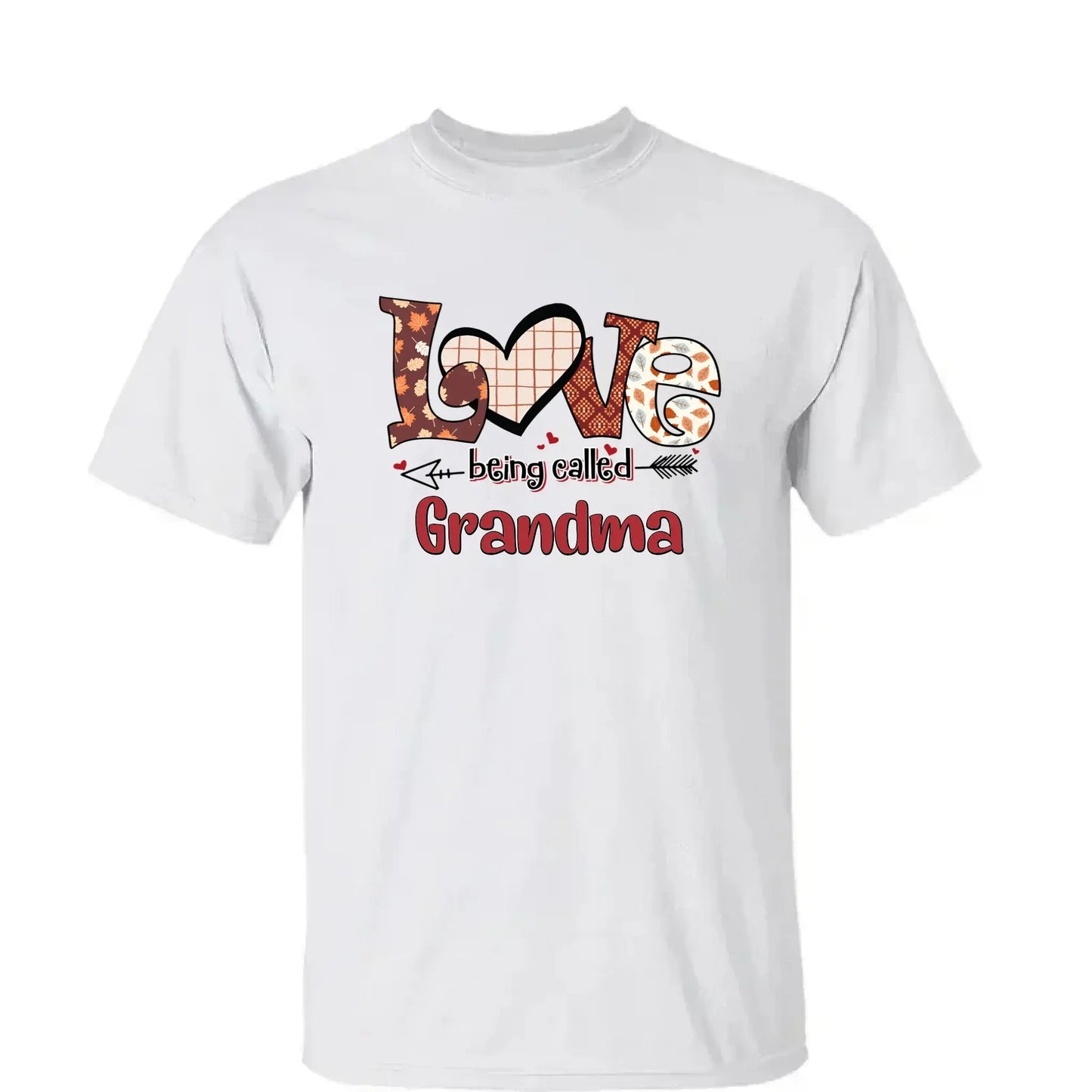 Hello Fall Love Being Called Grandma - Personalized Custom T Shirt - Gift for Grandma/Nana/Mimi, Mom, Wife, Grandparent Ezcustomize
